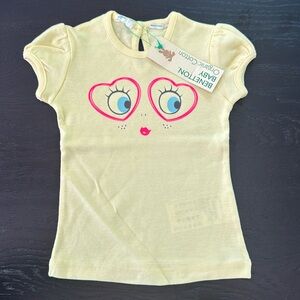 Benetton Baby Organic Cotton heart eyes T-shirt 6-9m
